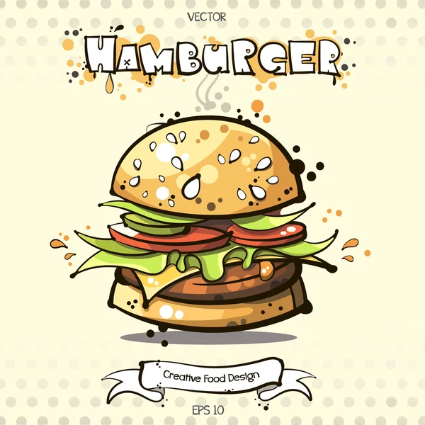 Sketch art  hamburger — Stock vektor