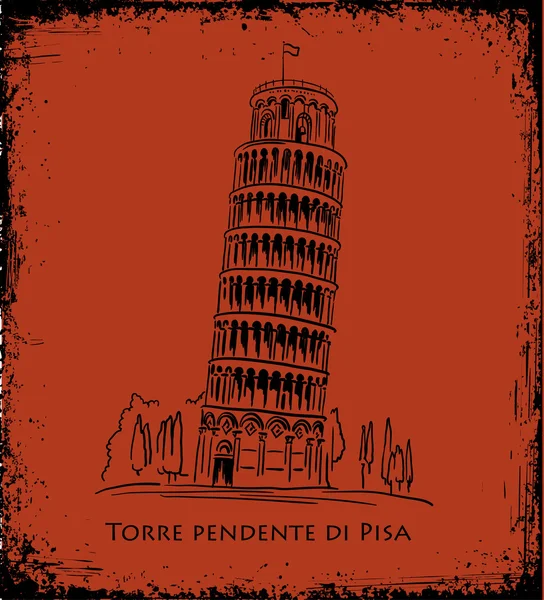 Torre de Piza, ilustração vetorial, conceito de viagem — Vetor de Stock