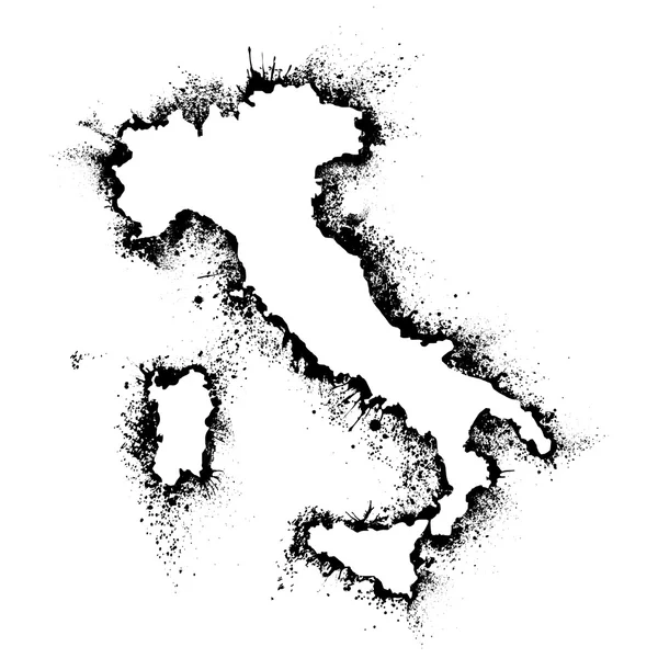 Italie et Sicile carte format vectoriel dans les taches de peinture en aérosol, contour Carte artistique — Image vectorielle