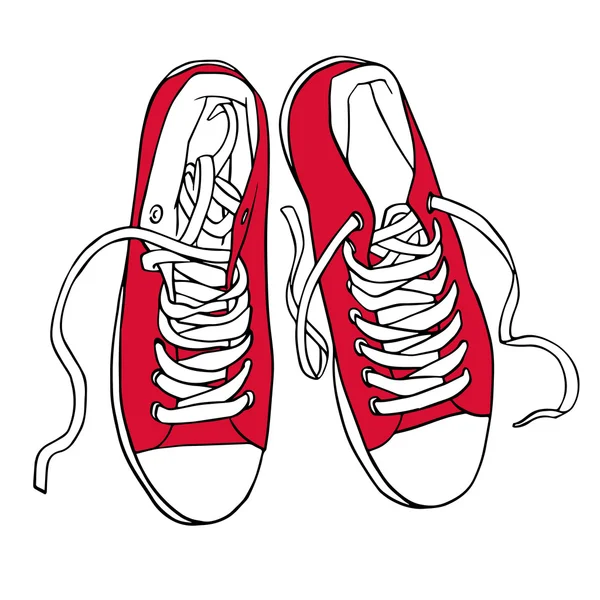 Zapatillas deportivas Vector Red con cordones blancos aislados — Vector de stock