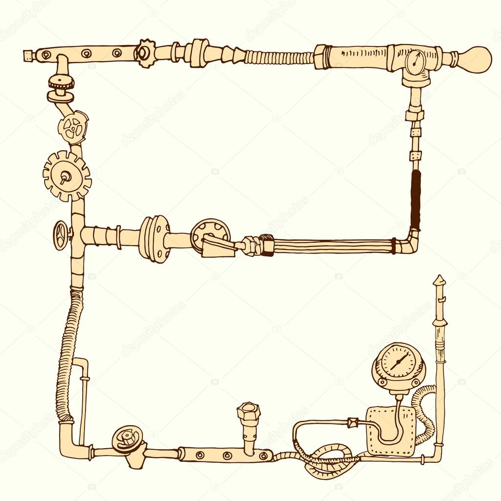 Hand Drawn Frame Decorative Style Steam Punk Vector Image By C Samui Vector Stock