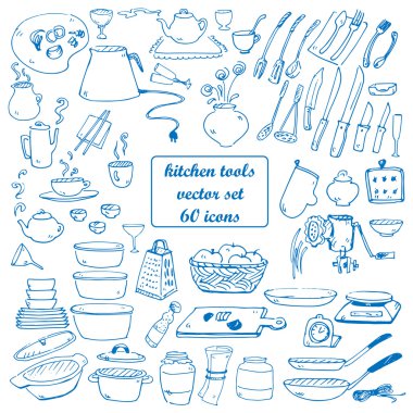 Doodles'ın mutfak araçları vektör