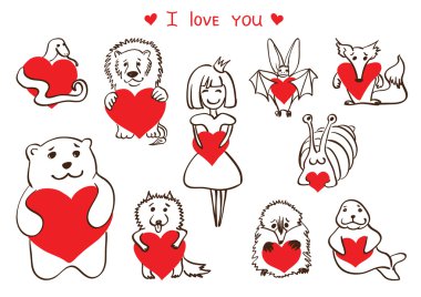 Sevimli hayvan koleksiyonu.