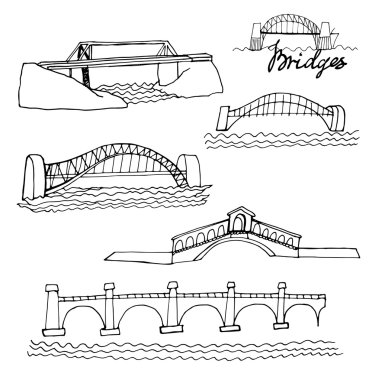 Köprüler, beyaz izole çizimler