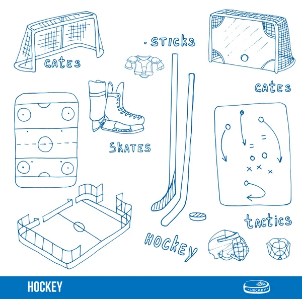 Éléments de hockey sur glace — Image vectorielle