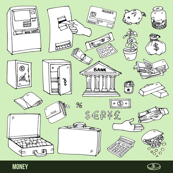 Σύνολο των κινουμένων σχεδίων χρημάτων — Διανυσματικό Αρχείο