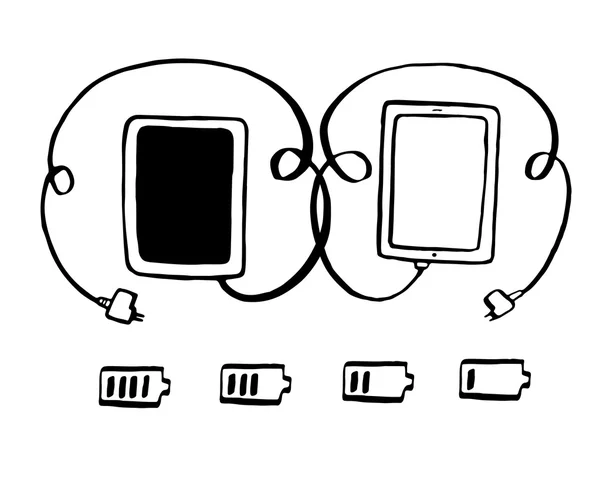 Tabletas con conexión de enchufe — Vector de stock