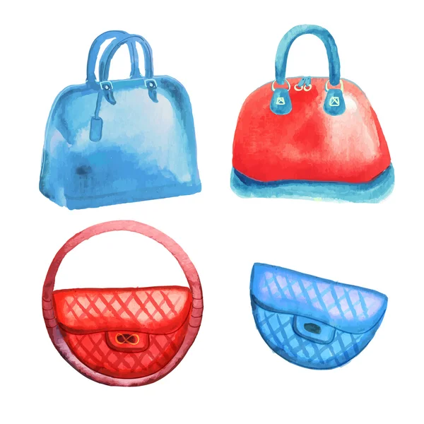 Handgezeichnete Aquarell-Handtaschen — Stockvektor