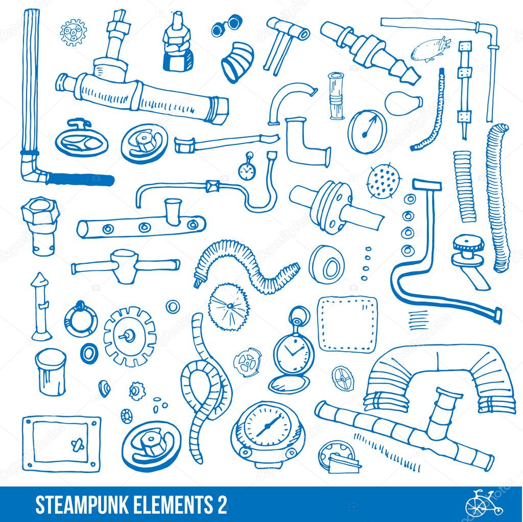 Steampunk elements set