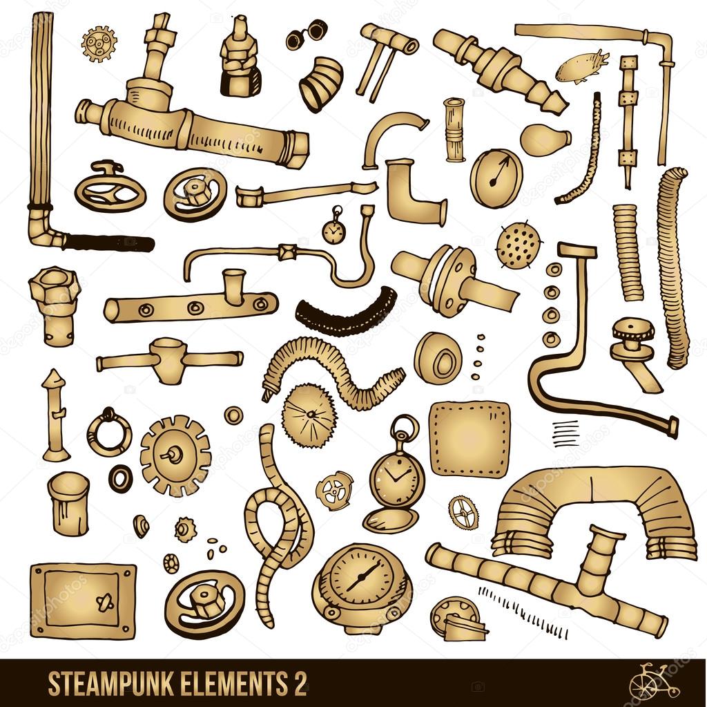Steampunk elements set