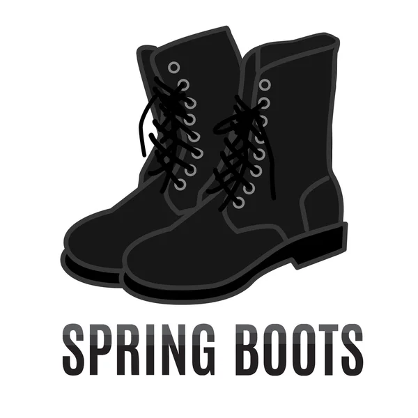 Vector cartoon black army boots — Stock Vector