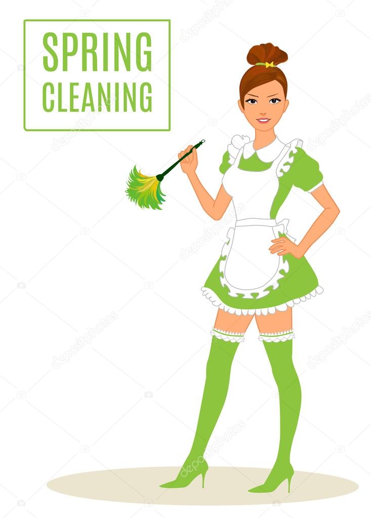 Sexy Maid Cleaning Lady Dusting