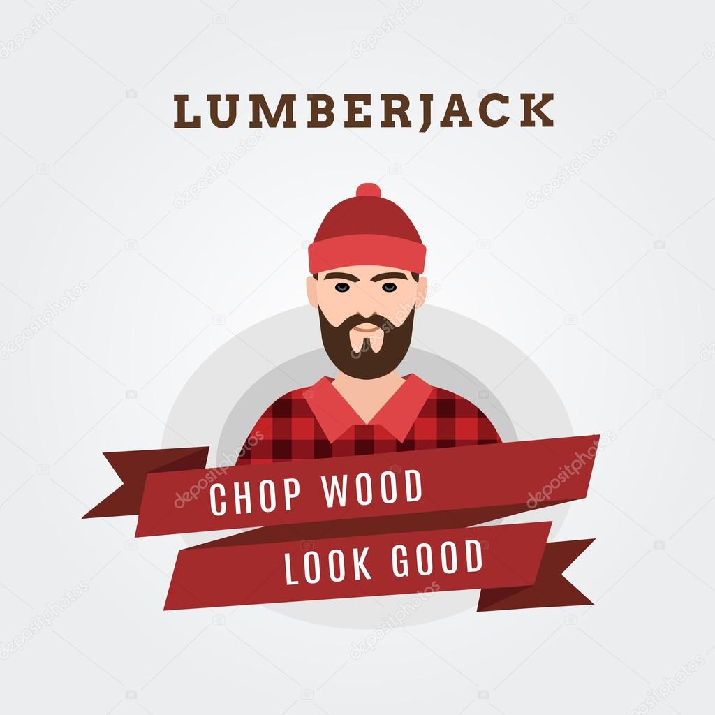 Vector Illustration of a lumberjack forester logger  with scroll done in retro style
