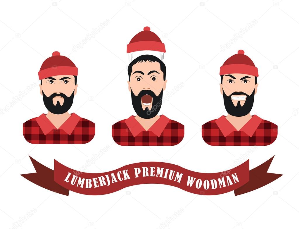 Vector Illustration of a lumberjack forester logger  with scroll done in retro style