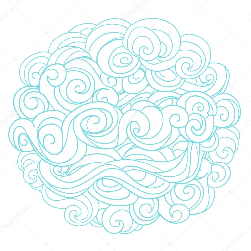 Hand drawn background with linear twirl pattern. Template for design and decoration winter greeting cards, covers, invitations.