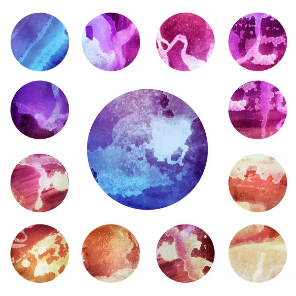 Watercolour circle textures. Mega-useful pack for you to drag and drop onto your designs. Bright purple color illustration. — Stock Photo, Image