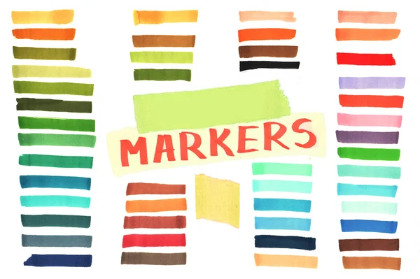 Color stripes drawn with japan markers. Stylish elements for design marker stroke — Stockfoto