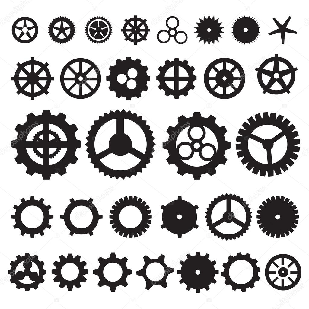 Steampunk gear collection machine gears, wheel cogwheel vector, set of gear wheels, set of vector icons gear.