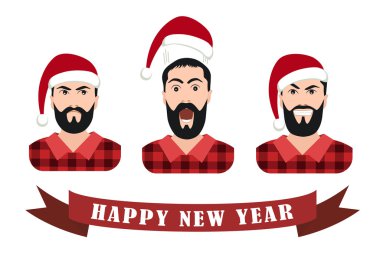 Vektör çizim bir oduncu forester logger şapkalı Santa Claus, Noel şapka