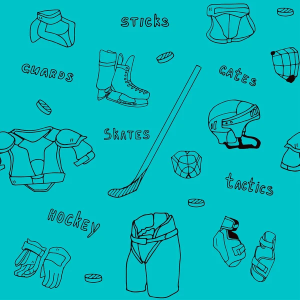 Коллекция векторных иллюстраций с векторными иконками хоккейного оборудования — стоковый вектор