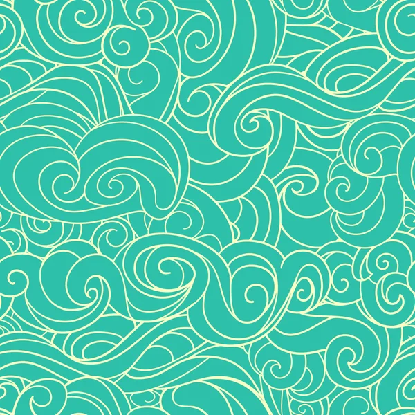 Blue waving curls similar to winter frosty window or marine, sea pattern, ocean. — Stock Vector