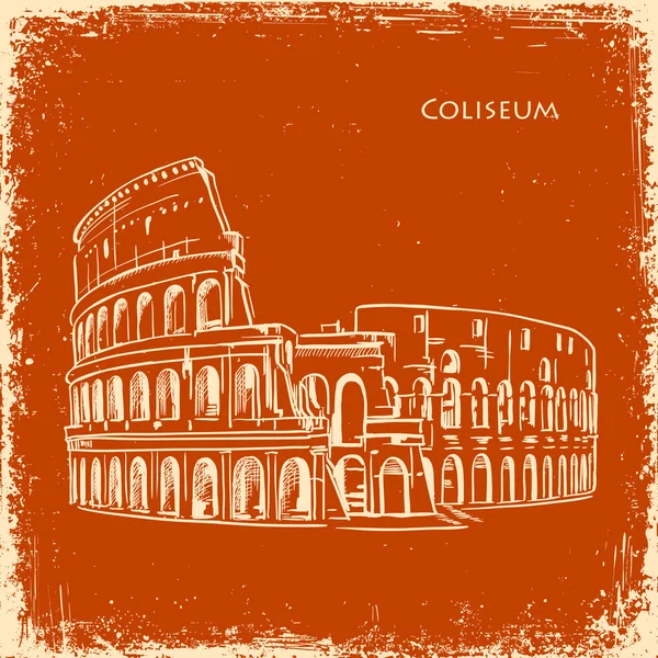 Colosseo di Roma, Italia. Colosseo disegnato a mano illustrazione vettoriale isolato su sfondo bianco — Vettoriale Stock
