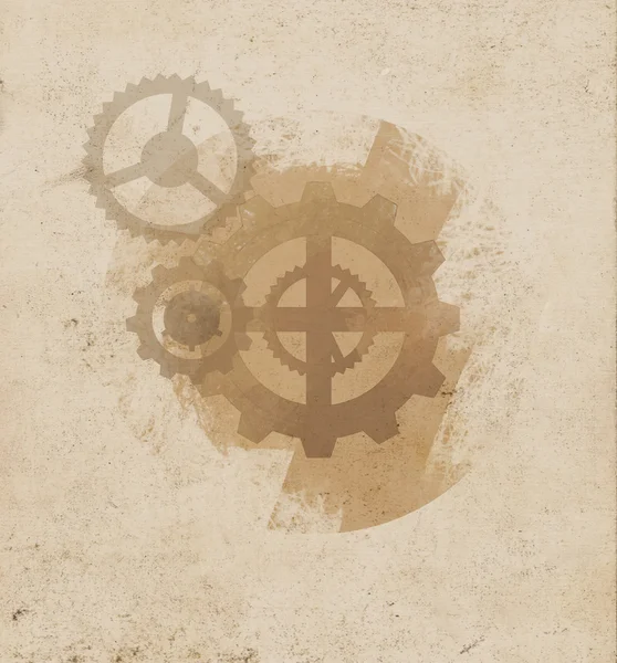 Steampunk machinery on Parchment — Stock fotografie
