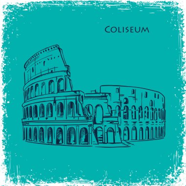 El bina Roma vektör çizim çizilmiş. İtalyan landmark Coliseum