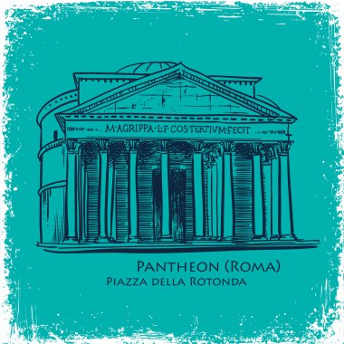 El bina Roma vektör çizim çizilmiş. İtalyan landmark Pantheon