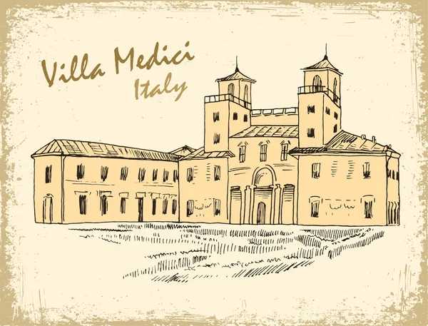 Італійський Орієнтир Villa Медічі ізольованих чорнила ескіз. — стоковий вектор