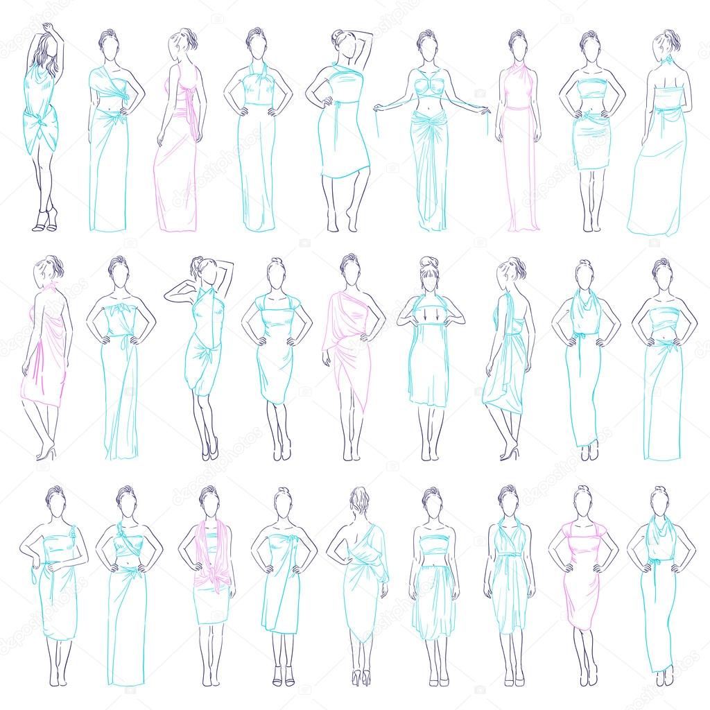 How To Sketch Dresses For Beginners Vector Illustration