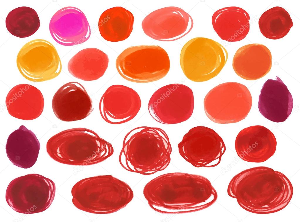 Watercolour marker circle vector textures similar to the womens lipstick, cosmetics. Design elements bright red colors