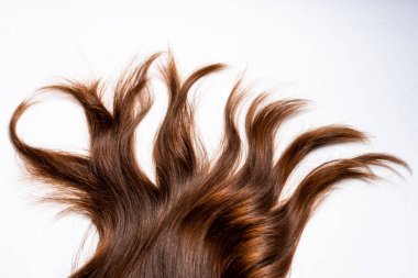 Koyu tahta şekilli saçlar beyaz arka planda yatar.