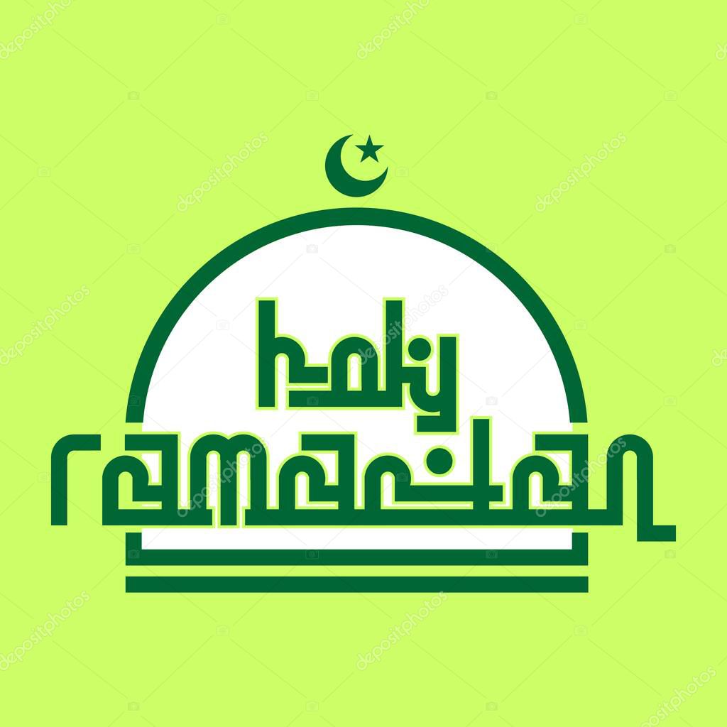 simple design of holy ramadan word with green background