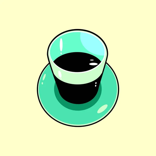 Vector Taza Café Negro Verde Sobre Fondo Amarillo — Vector de stock