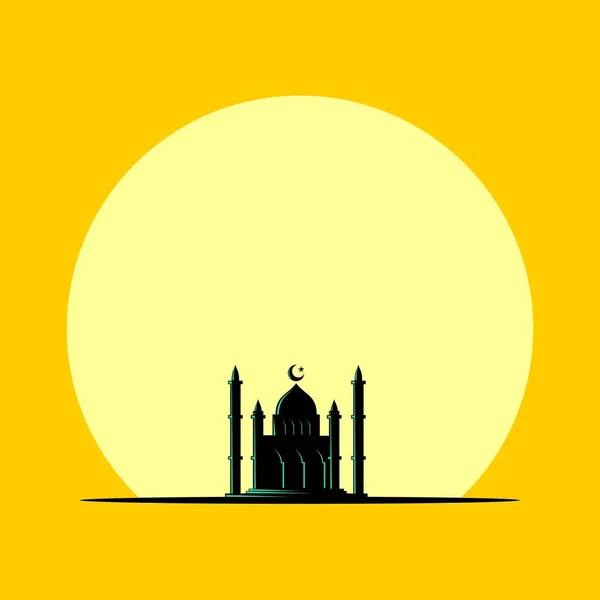 Einfaches Vektordesign Der Moschee Und Des Sonnenuntergangs — Stockvektor