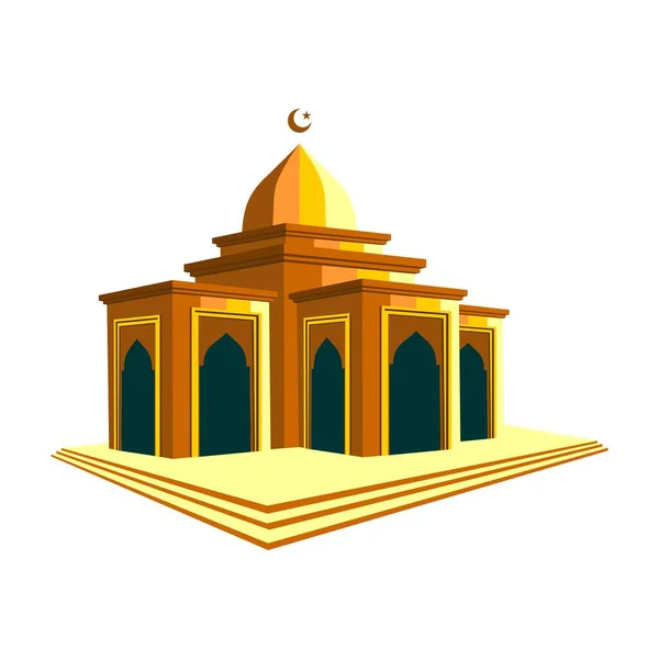 Zlatá Vektorová Mešita Design Tvaru Vektor Bílém Pozadí — Stockový vektor