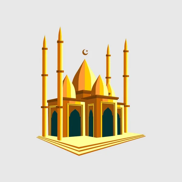 Diseño Vectores Mezquita Dorada Sobre Fondo Amarillo — Vector de stock