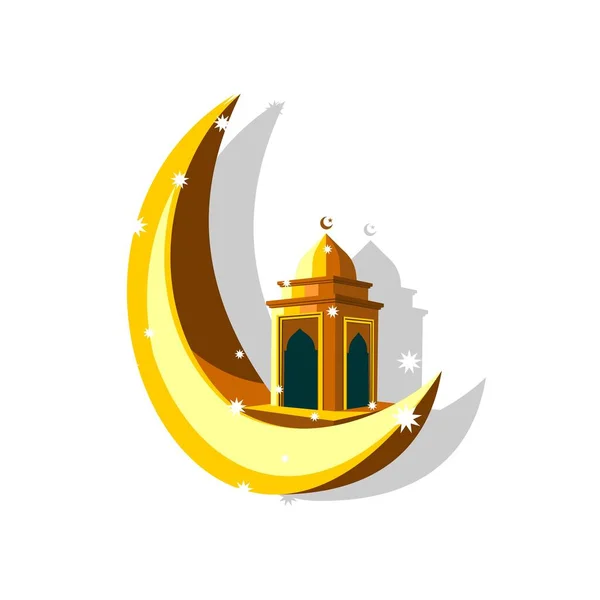 Diseño Vectorial Para Símbolo Luna Las Estrellas Mezquita Islámica Decorada — Vector de stock