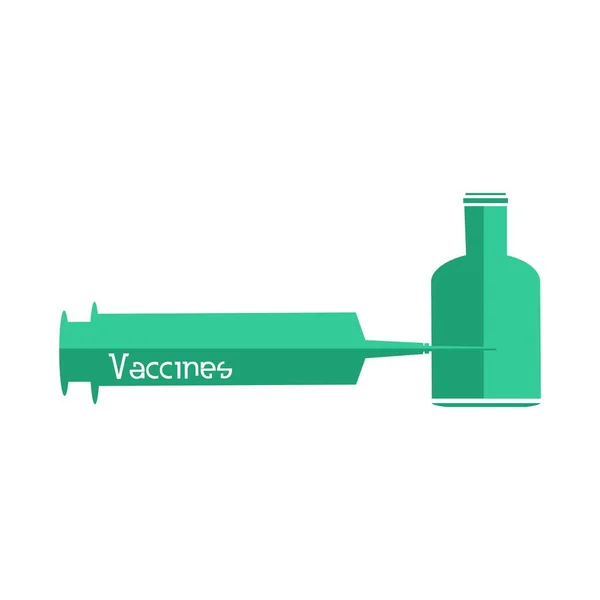 Injection Vectorielle Flacon Vaccin Vert — Image vectorielle