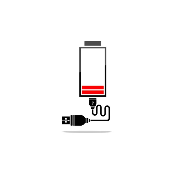 Batterie Câble Usb Position Basse — Image vectorielle