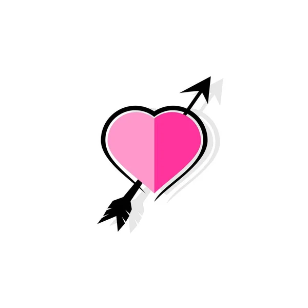 Liefde Roze Vector Symbool Witte Achtergrond — Stockvector