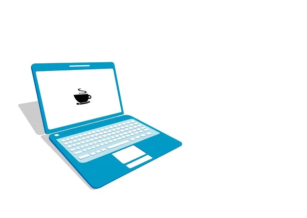 Vector Laptop Blue Color Perspective Shape White Background — Stok Vektör