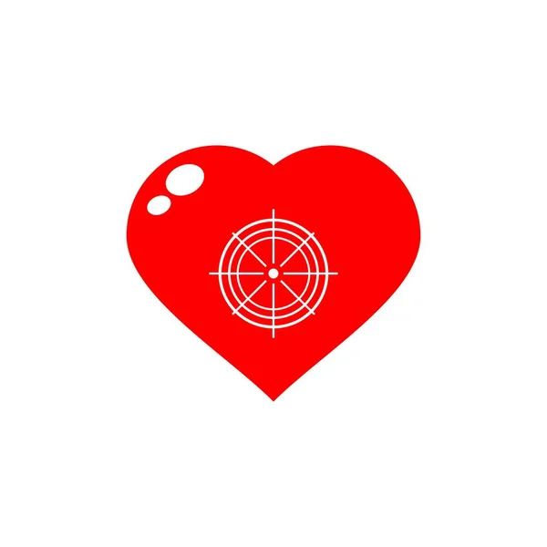 Amor Vector Del Corazón Con Signo Destino Centro Imagen Símbolo — Vector de stock