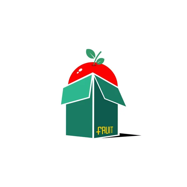 Vector Icono Fruta Situado Una Caja Verde — Vector de stock