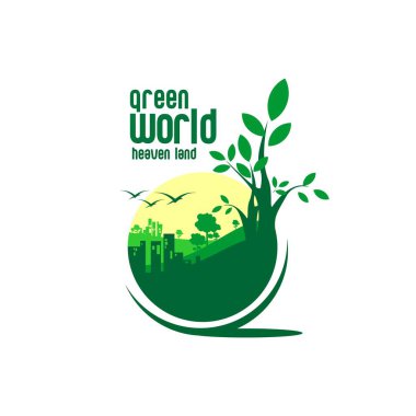 yeşil manzara çizim vektörü, yeşil dünya