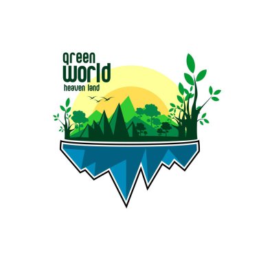 yeşil doğal manzara çizim vektörü