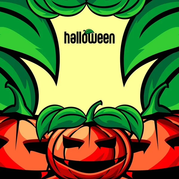 Vector Fondo Halloween Monstruo Calabaza Hojas — Archivo Imágenes Vectoriales