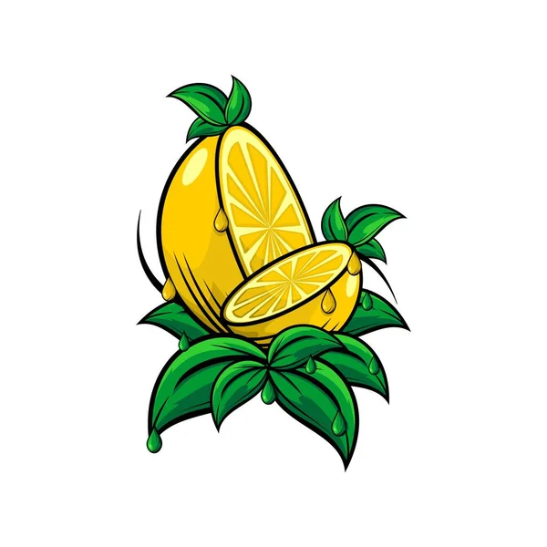 Ilustración Vectorial Fruta Limón Sobre Fondo Blanco — Archivo Imágenes Vectoriales