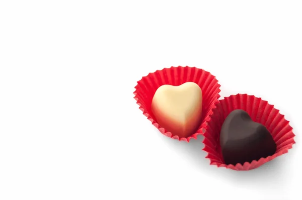 Chocolate hearts isolated on white background — Stock Photo, Image